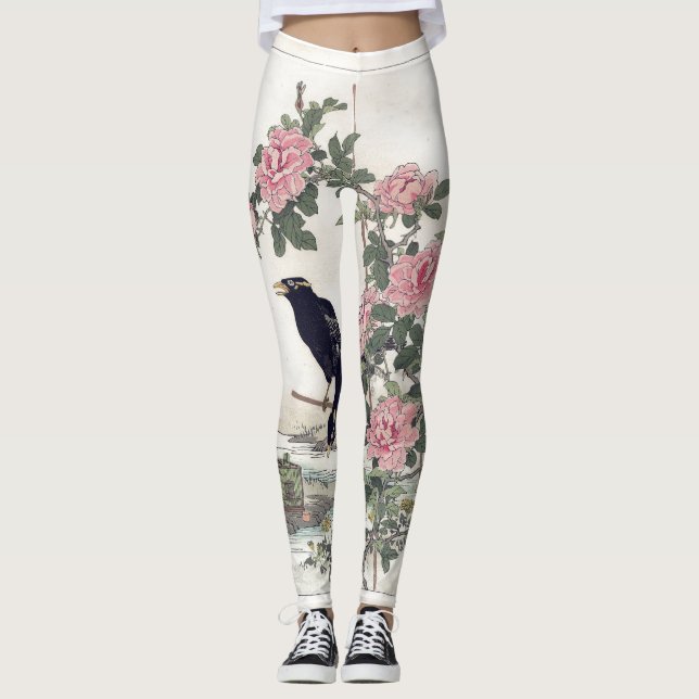 Leggings corneille avec des légumineuses à fleurs (Devant)