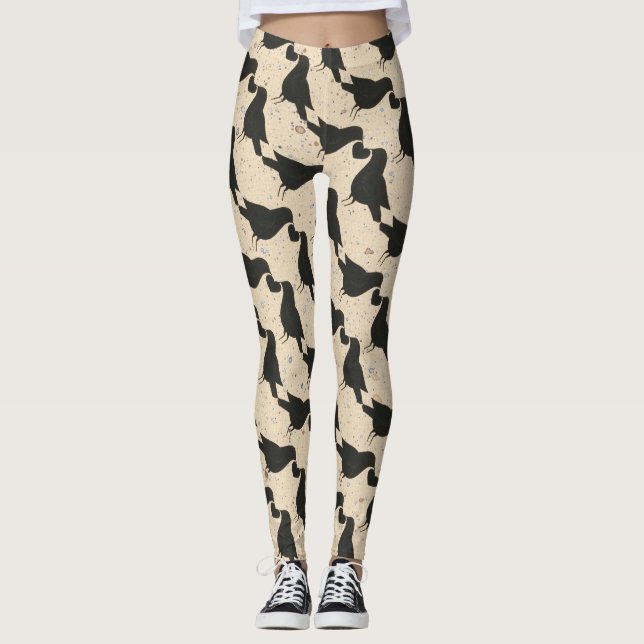 Leggings Corneilles et pattes de coeur (Devant)