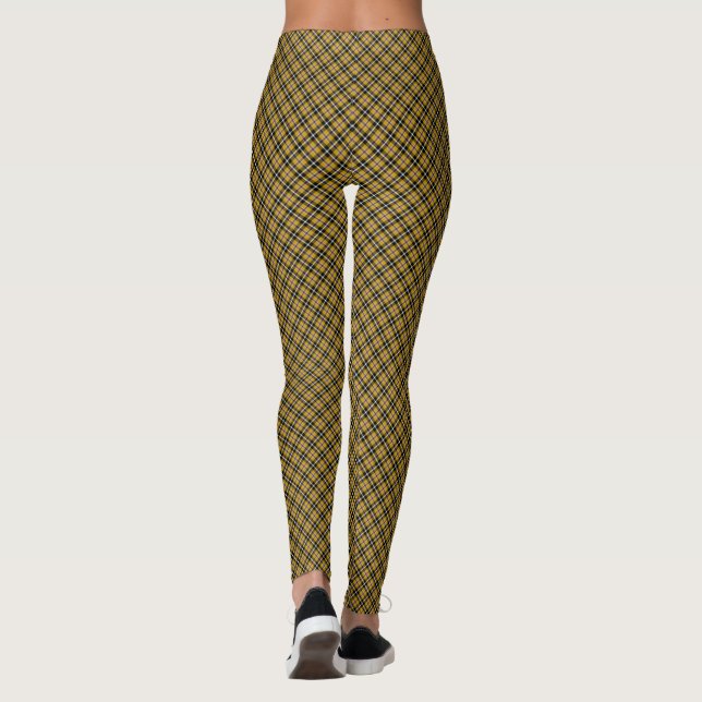 Leggings Cornouailles National Tartan Jaune et Noir Plaid (Dos)