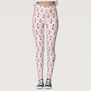 Leggings Cosmetologie Motif de maquillage rose
