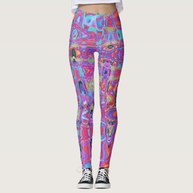 Leggings Cosmic Abstract Rainbow Colors Retro Ripples (Devant)
