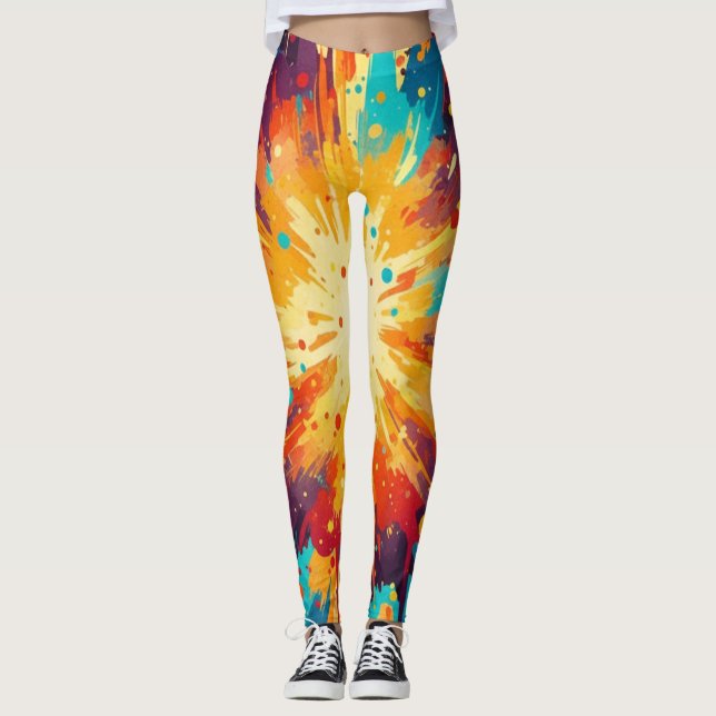 Leggings Cosmic Burst Abstract Splatter Art (Devant)