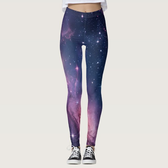 Leggings Cosmic Nebula Seamless Pattern for All-Over Print  (Devant)