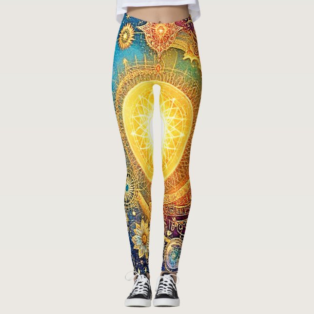 Leggings Cosmic Sun Mandala Art (Devant)
