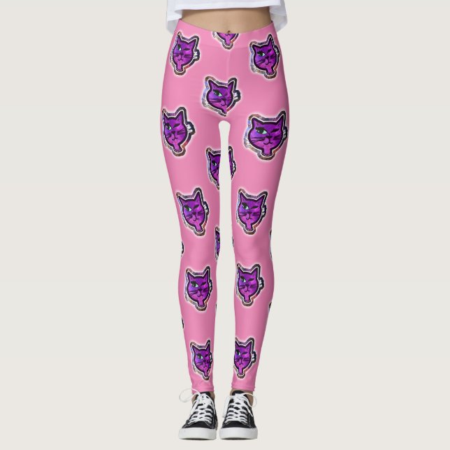 Leggings Cosmos Sparkle Winking Chat Style de dessin (Devant)