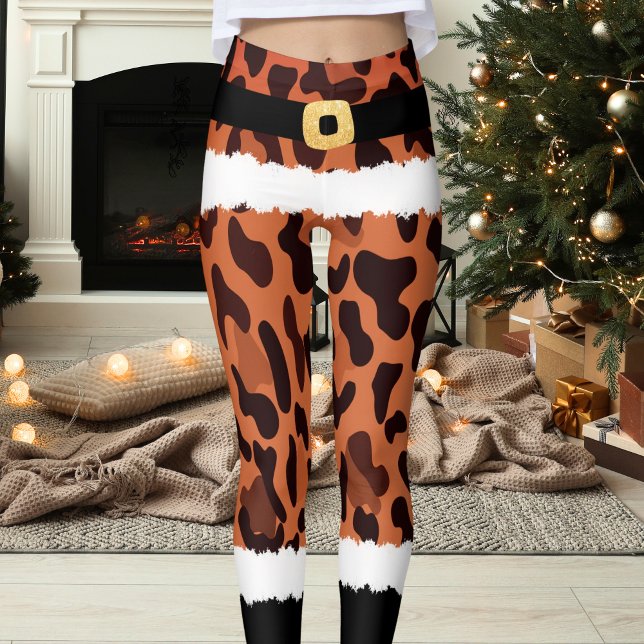 Leggings Costume Brown Empreinte de léopard Père Noël Noël (Créateur téléchargé)