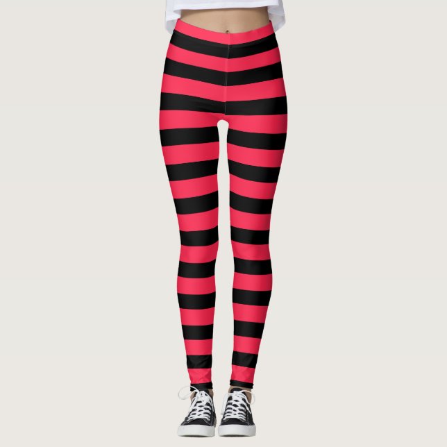 Leggings Costume de fraise noire rose chaud Bande d'Hallowe (Devant)