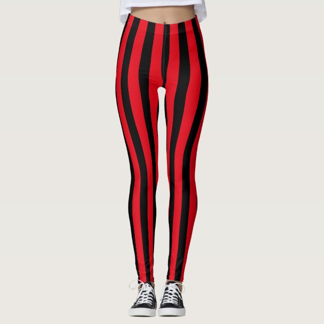 Leggings Costume de pirate rouge et noir pour l'Halloween (Devant)