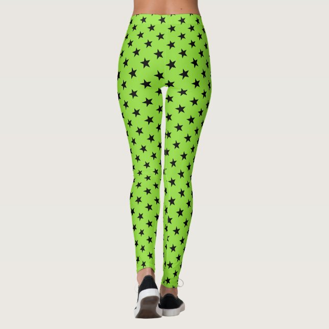 Leggings Costume de sorcière Motif Halloween Green Black St (Dos)