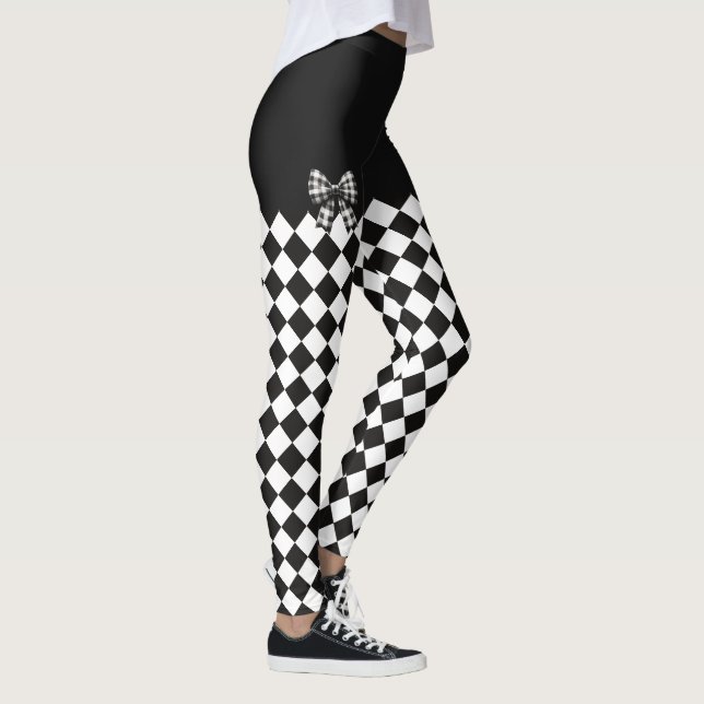 Leggings Costume d'Halloween Arlequin Noir Blanc Mad Hatter (Droite)