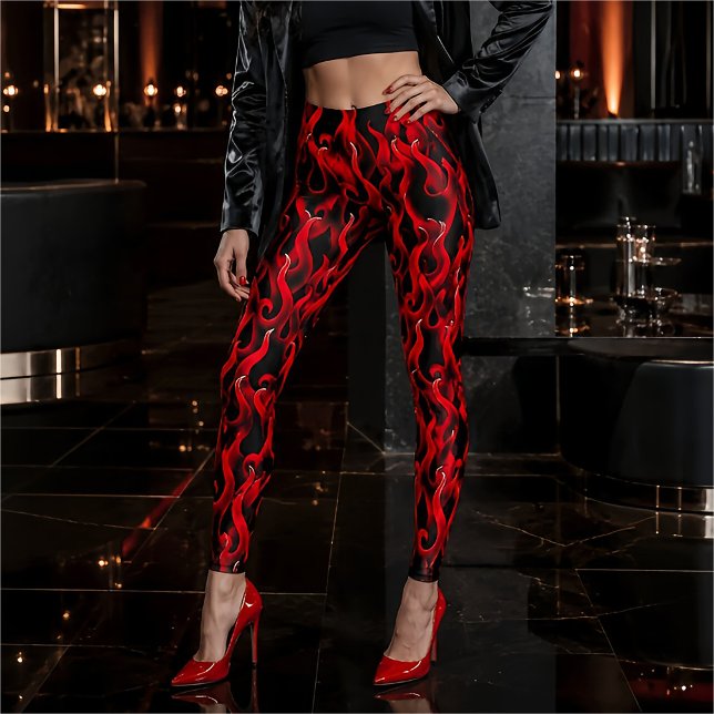 Leggings Costume d'Halloween Devil Red Fire Flames (Créateur téléchargé)