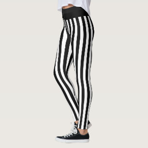 Leggings Costume d'Halloween en bande verticale noire et bl