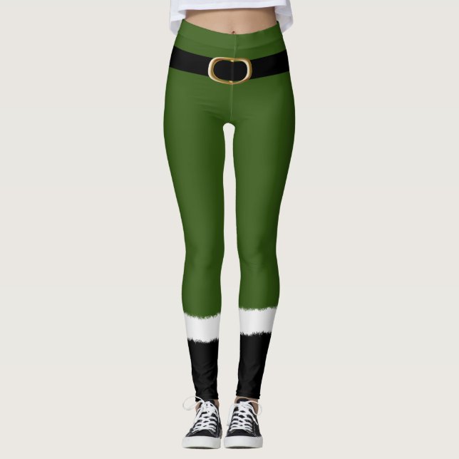 Leggings Costume Elf Père Noël moderne mignonne Noël drôle (Devant)