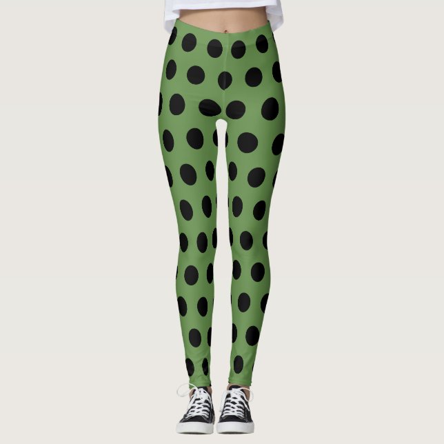 Leggings Costume Léman noir vert Spots Retro (Devant)