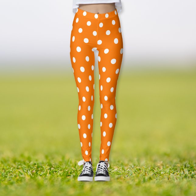 Leggings Costume Motif Pois blanc d'Halloween (Halloween Orange White Polka Dots Pattern Costume Leggings)