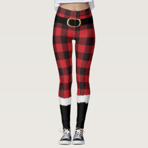 Leggings Costume Père Noël Plaid Moderne Cute Drôle Noël Le