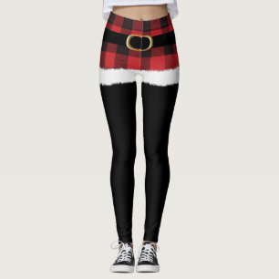 Leggings Costume Père Noël Plaid Moderne Mignonne Noël d