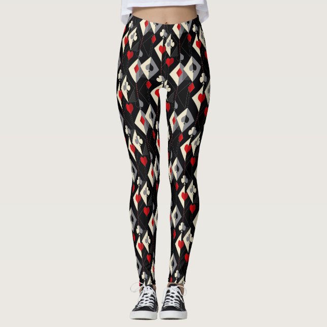 Leggings Costumes de jeu de cartes en poker. (Devant)