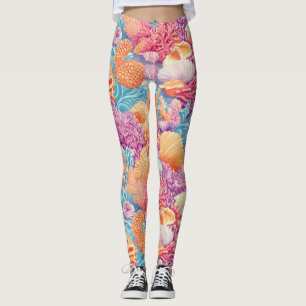 Leggings Côtière rustique - Coquillages, Starfish, Reef (20