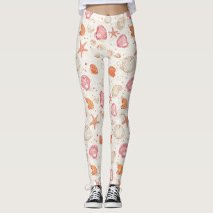 Leggings Côtière rustique - Coquillages, Starfish, Reef (28