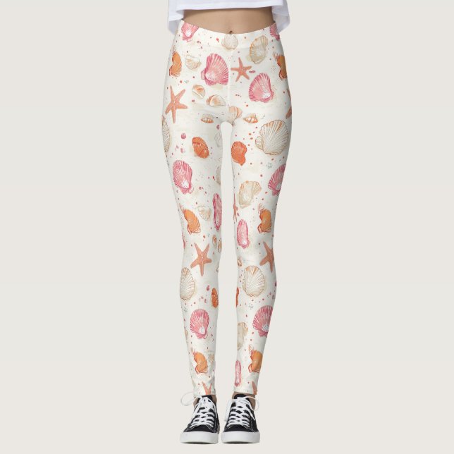 Leggings Côtière rustique - Coquillages, Starfish, Reef (28 (Devant)