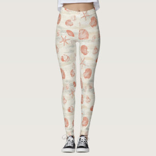 Leggings Côtière rustique - Coquillages, Starfish, Reef (29