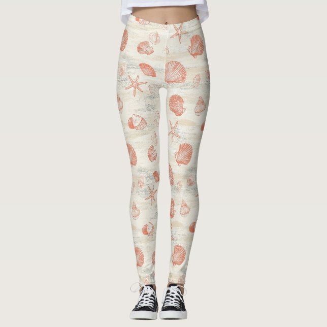 Leggings Côtière rustique - Coquillages, Starfish, Reef (29 (Devant)