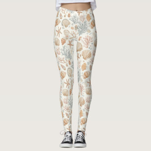 Leggings Côtière rustique - Coquillages, Starfish, Reef (32