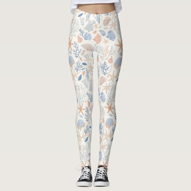 Leggings Côtière rustique - Coquillages, Starfish, Reef (34 (Devant)