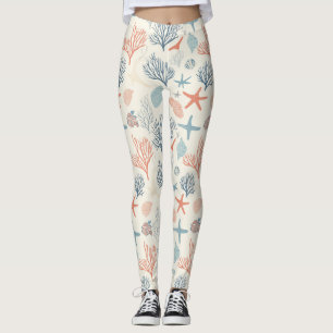Leggings Côtière rustique - Coquillages, Starfish, Reef (35
