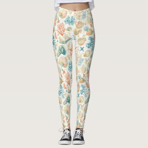 Leggings Côtière rustique - Coquillages, Starfish, Reef (9)
