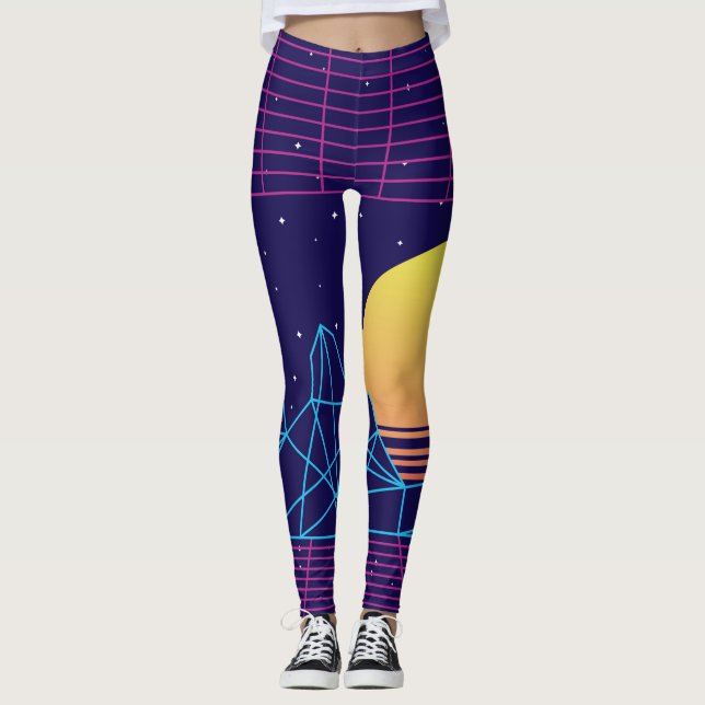 Leggings Couche de soleil Vaporwave (Devant)