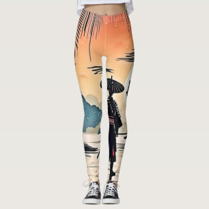 Leggings Coucher de soleil de Samurai : Voyage réfléchi