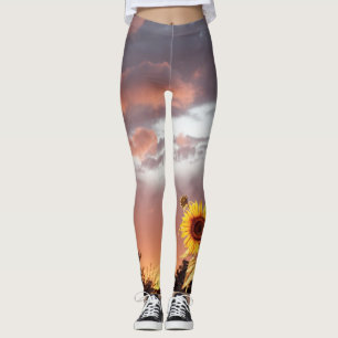 LEGGINGS COUCHER DE SOLEIL ET ROSE EN ÉTÉ
