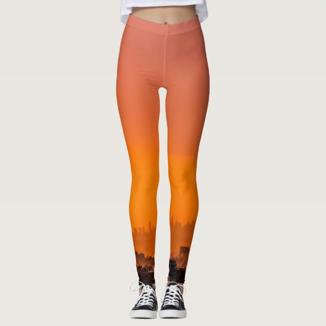 Leggings Coucher de soleil sur la ville (Devant)