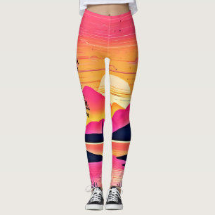 Leggings Coucher de soleil sur Pink Lake Art