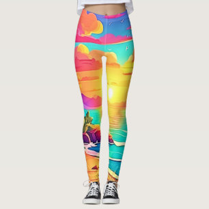 Leggings Coucher de soleil tropical : Ciel Vivant