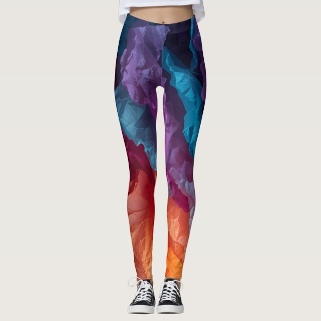 Leggings Couches de papier de soie abstrait lumineux (Devant)