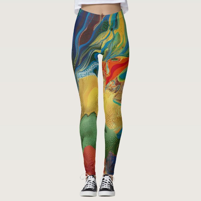 Leggings Couleur abstraite éclaboussant les couleurs d'eau (Devant)