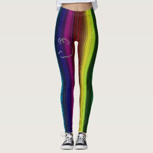 Leggings Couleur Arc-en-ciel, bandes verticales avec logo B