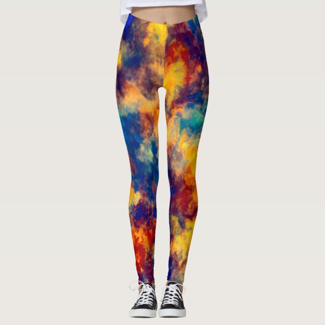 Leggings Couleur Bleu Rouge Jaune Turquoise multicolore (Devant)