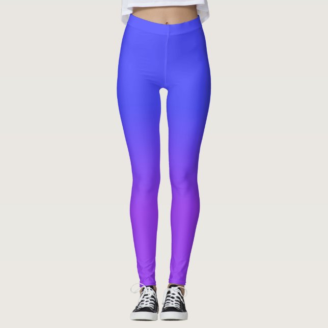 Leggings Couleur bleue au néon pourpre et lumineuse au néon (Devant)