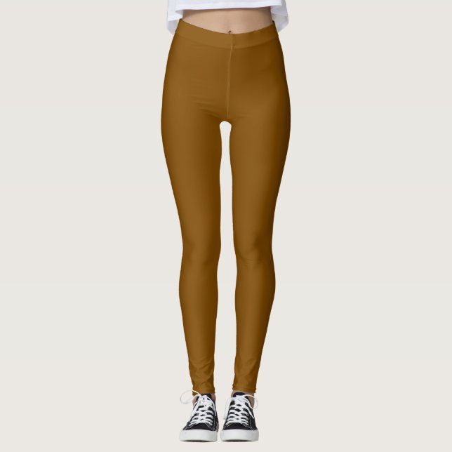 Leggings Couleur Bronze Foncé Uni (Devant)