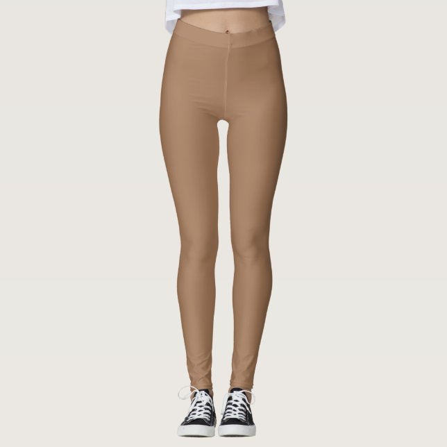 Leggings Couleur Camel Foncé Uni Simple (Devant)