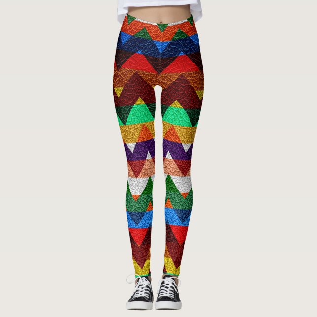 Leggings Couleur Chevron Moderne Cuir #6 (Devant)