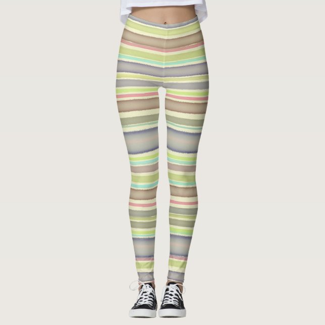 Leggings Couleur d'aquarelle de conception à bandes multipl (Devant)