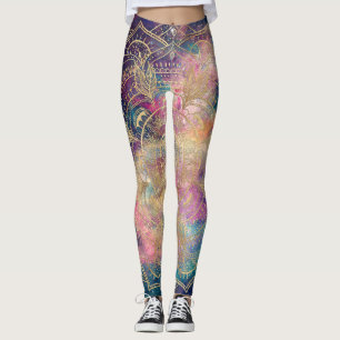 Leggings Couleur de l'eau et de la nébuleuse du mandala d'