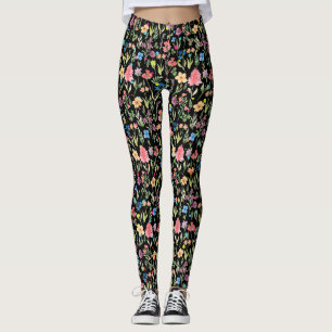 Leggings Couleur de l'eau motif floral 01.bw