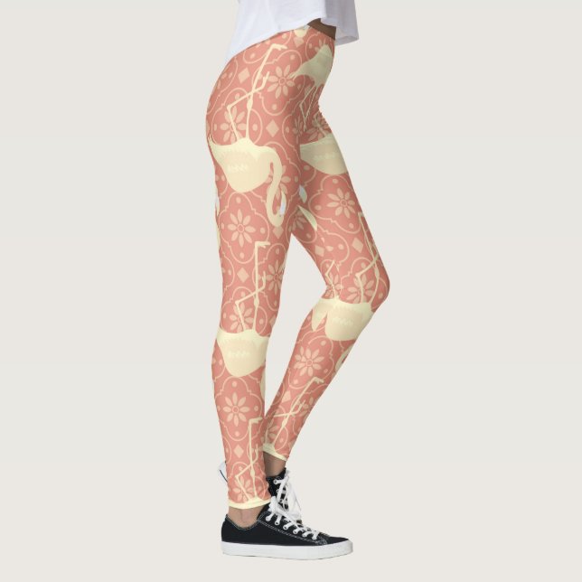 Leggings Couleur de melon flamand d'inspiration Art déco (Droite)