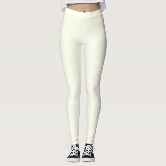Leggings Couleur d'ivoire solide personnalisée (Devant)
